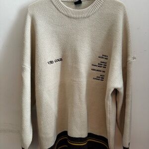 Vencede Vincent Van Gogh Embroidered Cotton Sweater Men’s Medium Off White